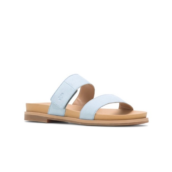 Hush Puppies Blue Dusk Lilly Double Strap Leather Sandal Women’s Size 6 Wide - Picture 1 of 7